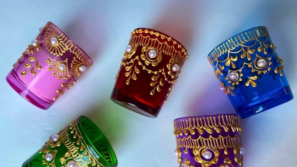 Henna Hand-Painted Glass Candles