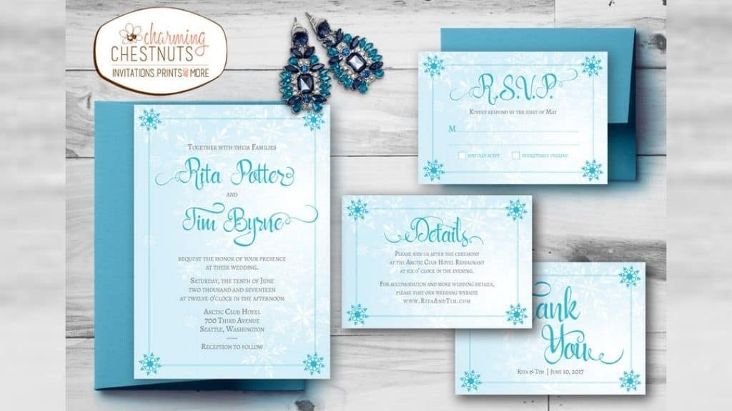 Icy Blue Snowflake Winter Invitation