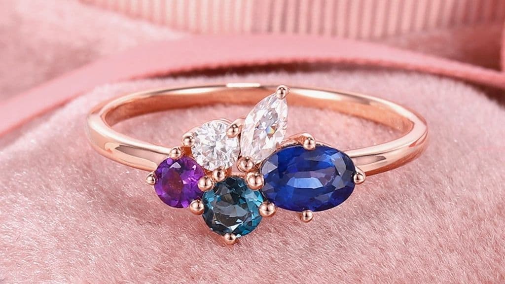 Custom Handmade Gemstone Cluster Ring