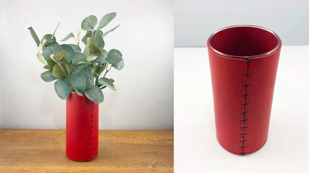 Premium Leather Wrapped Flower Vase