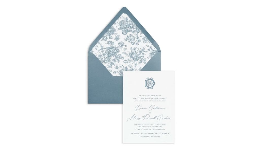 Vintage Monogram Letterpress Wedding Invitation Set
