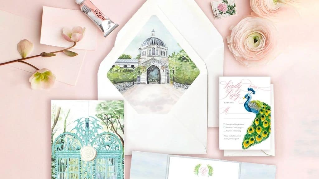 Luxury Custom Watercolor Invitation Suite