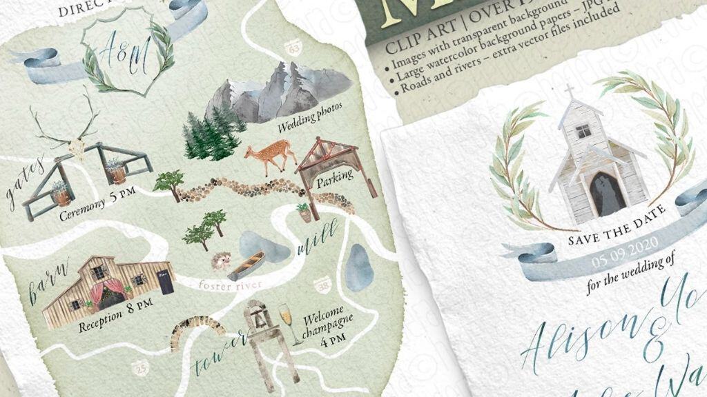Rustic Romance Mountain Wedding Invitation
