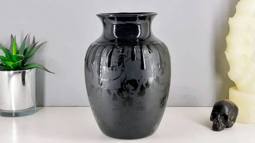 Matte Black Gothic Skull Vase