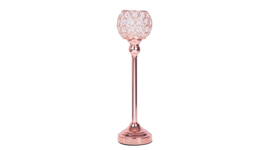 Metallic Pillar Crystal Votive Candle Holder