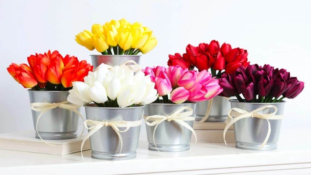 Mini Tulip Faux Floral Spring Centerpiece