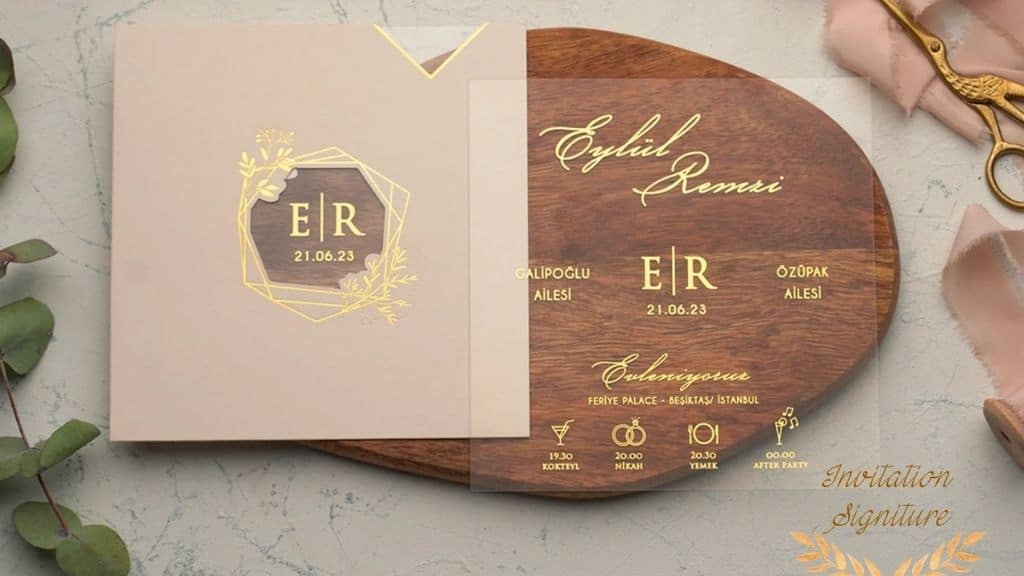 Acrylic Gold Minimalist Wedding Invitation
