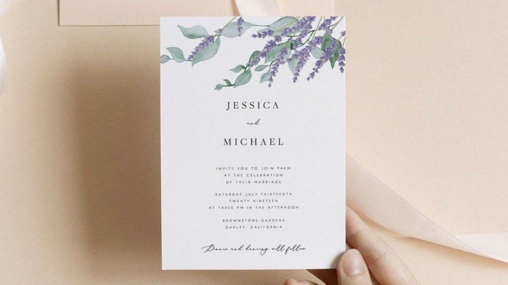 Lavender Greenery DIY Wedding Invitation