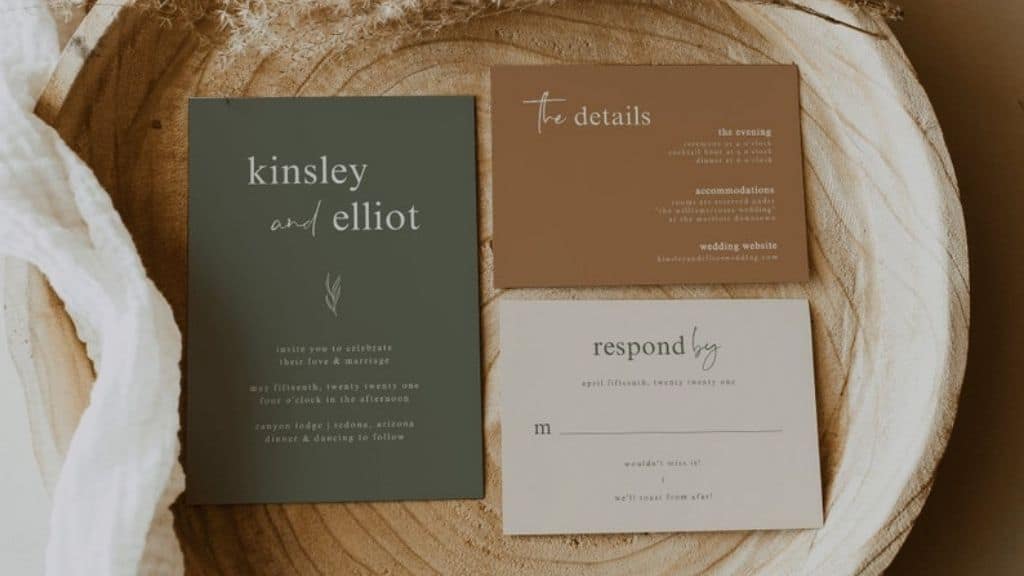 Earthy Olive Wedding Invitation Suite