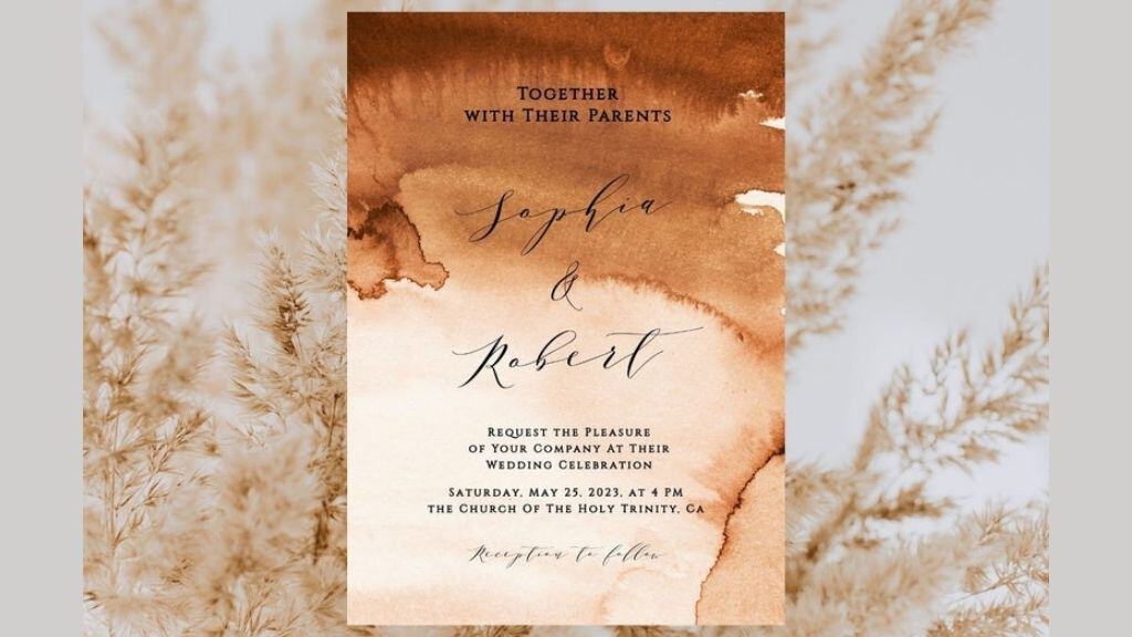 Terracotta Watercolor Wedding Invitation