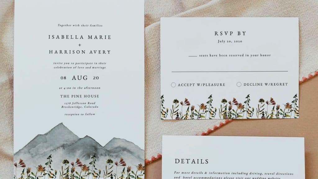 Mountain Wildflower Printable Wedding Invitation