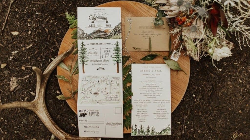 Rocky Mountain Watercolor Folded Invitation