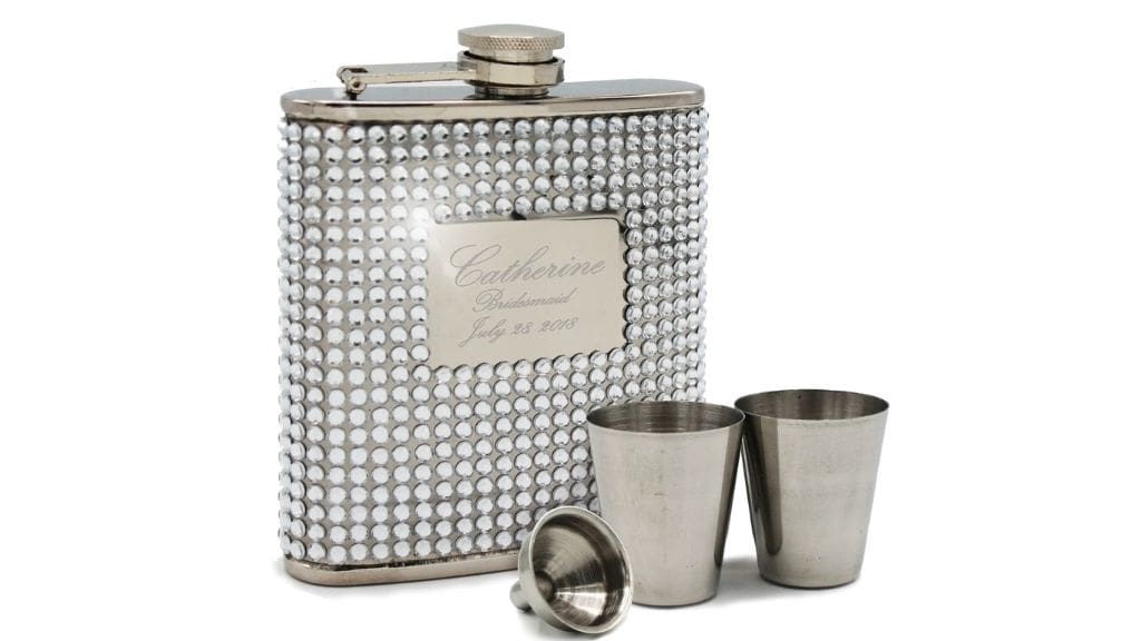 Personalized Pink or Silver Bling Flask