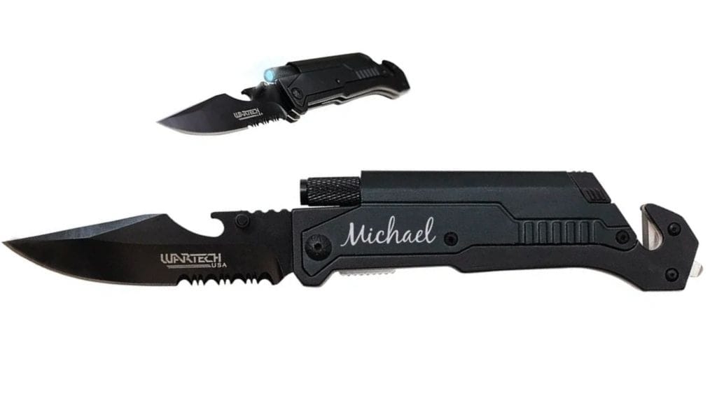 Mens Personalized LED Pocket Knife