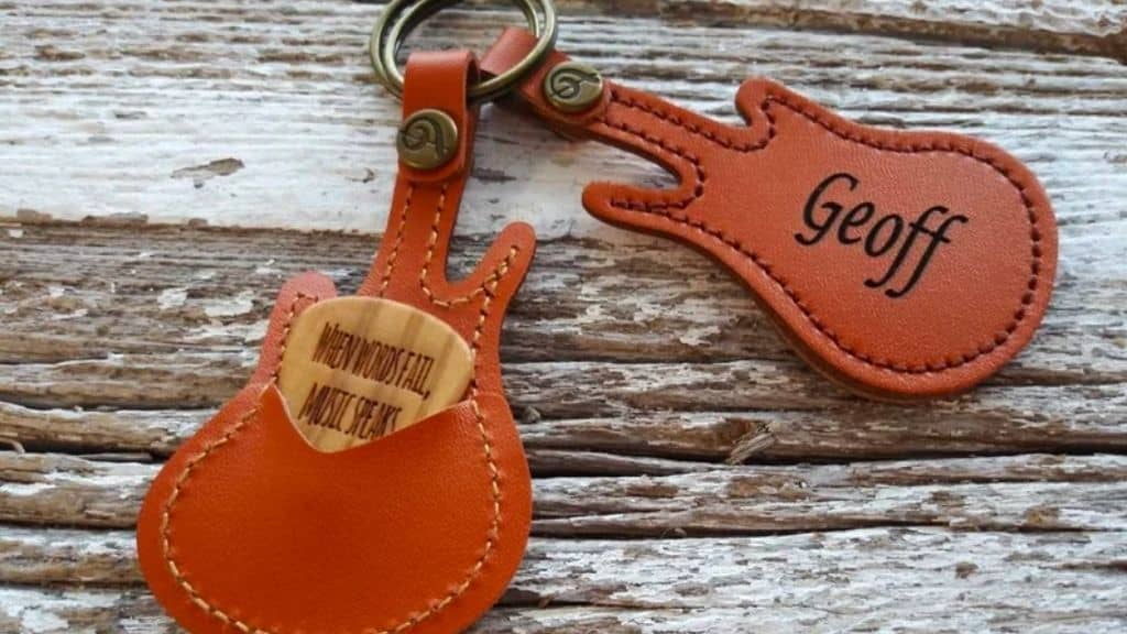 Engraved Wooden Guitar Pick with Case