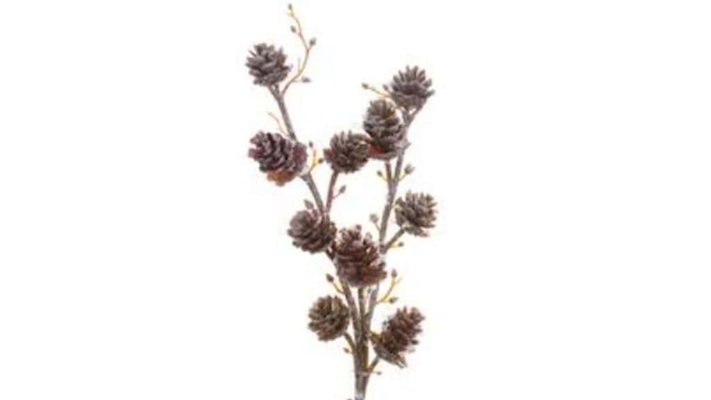 15" Iced Pine Cone Decorative Spray