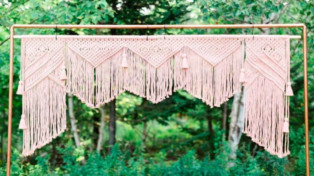 Pink Macrame Wedding Ceremony Backdrop