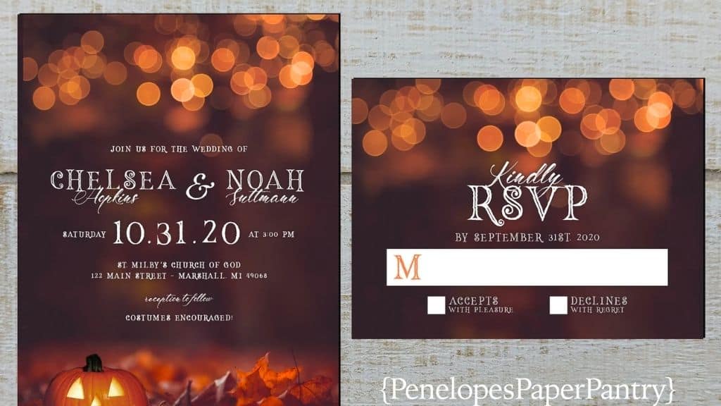 Romantic Halloween Fall Wedding Invitation