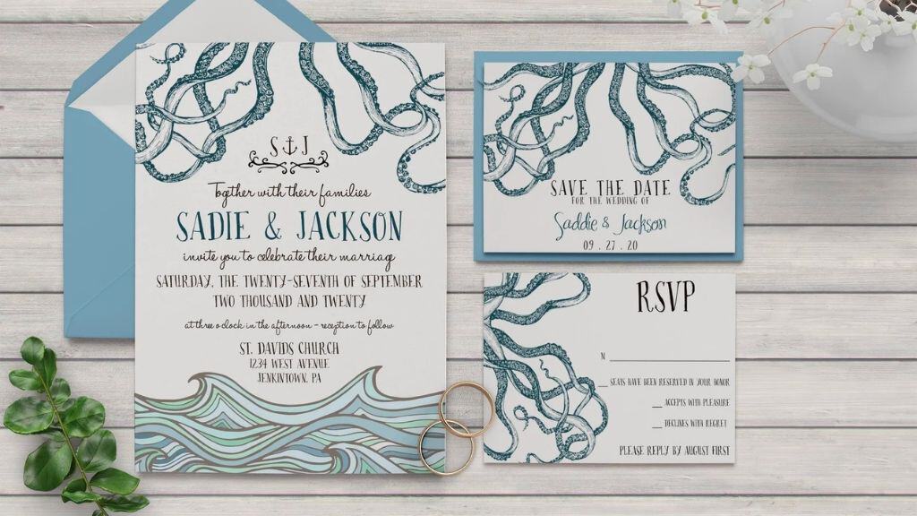 Kraken Nautical Wedding Invitation
