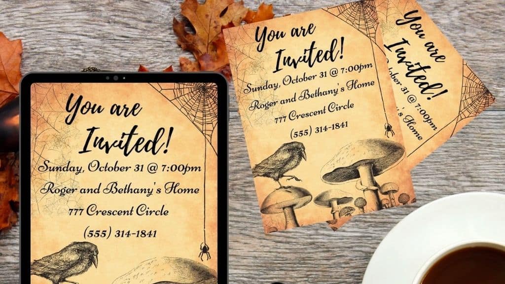 Raven Invitation for Samhain Halloween Party