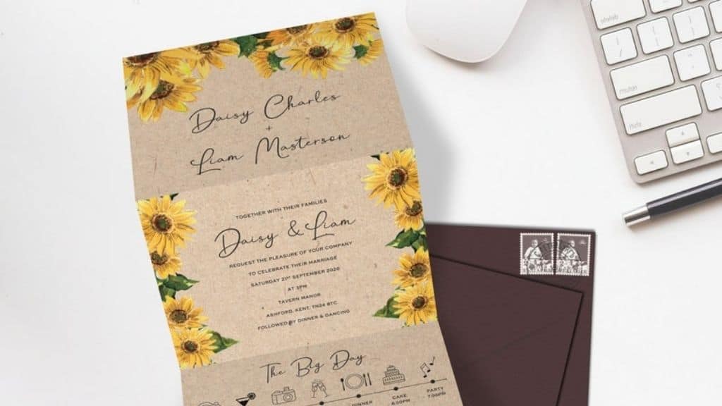 Kraft Sunflower Wedding Invitation