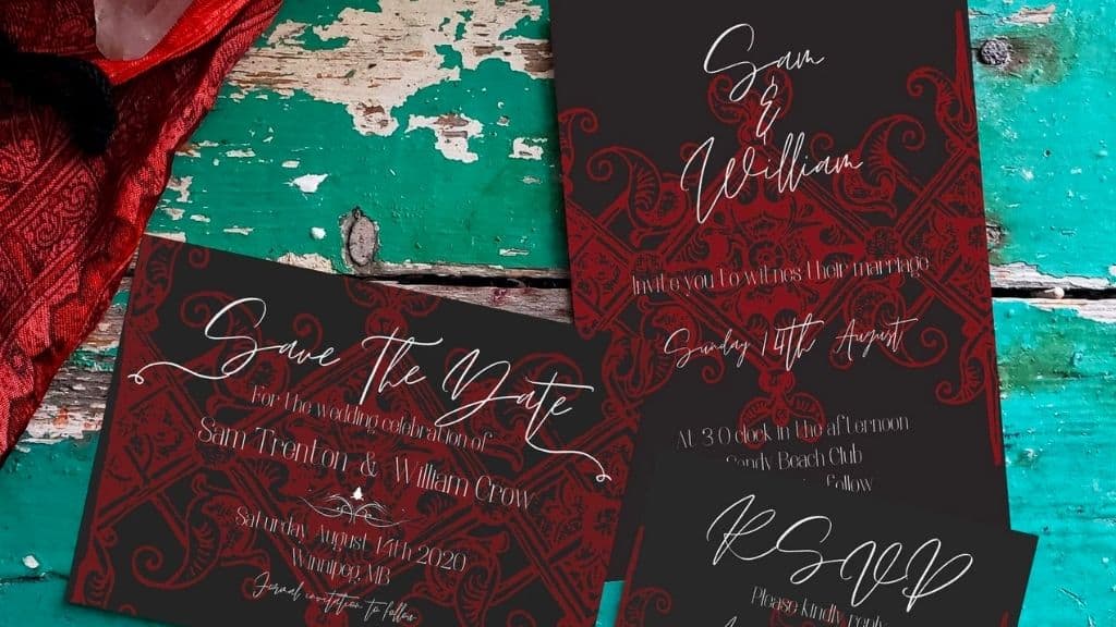 Gothic Red Lace Dark Wedding Invitation