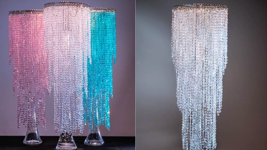 28" Iridescent Bead Chandelier Wedding Centerpiece