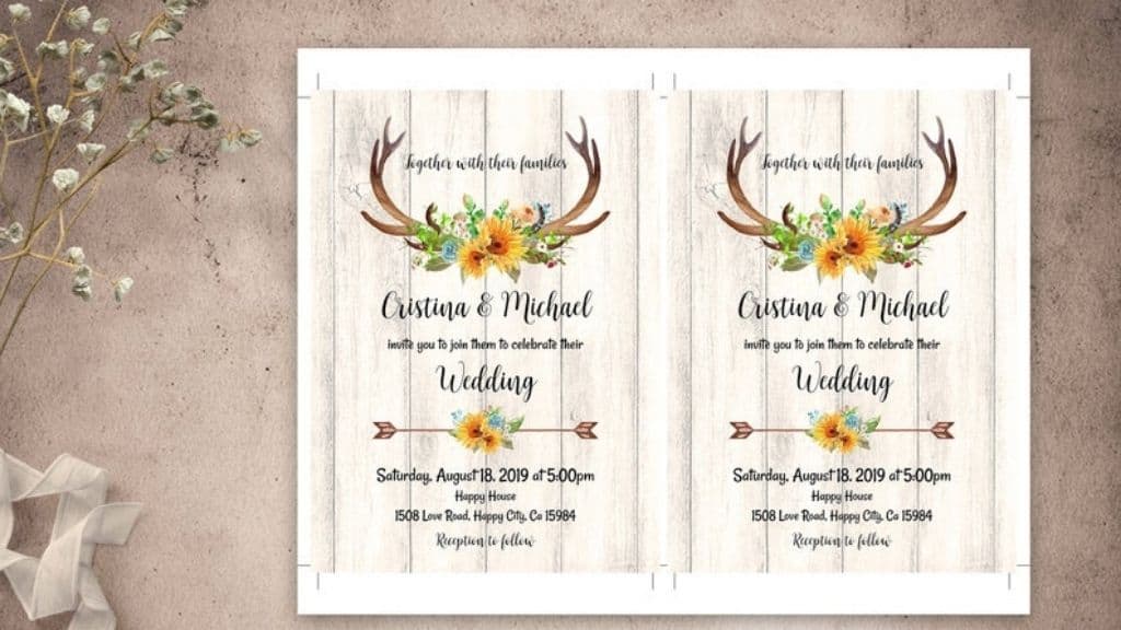 Rustic Antlers Wedding Invitation Set