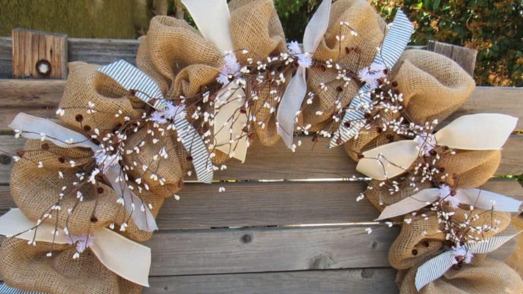 Rustic Burlap Garland with Branches and Berries