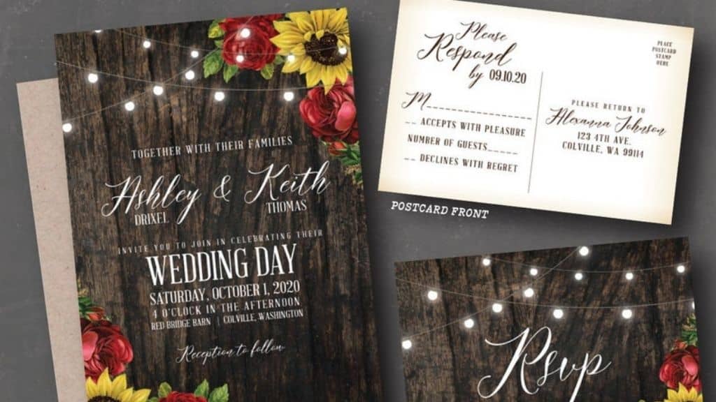 Brave Flair Red Rose Sunflower Invitation