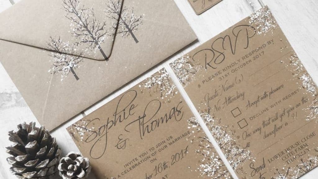 SAMPLE Rustic Winter Wedding Invitation Suite