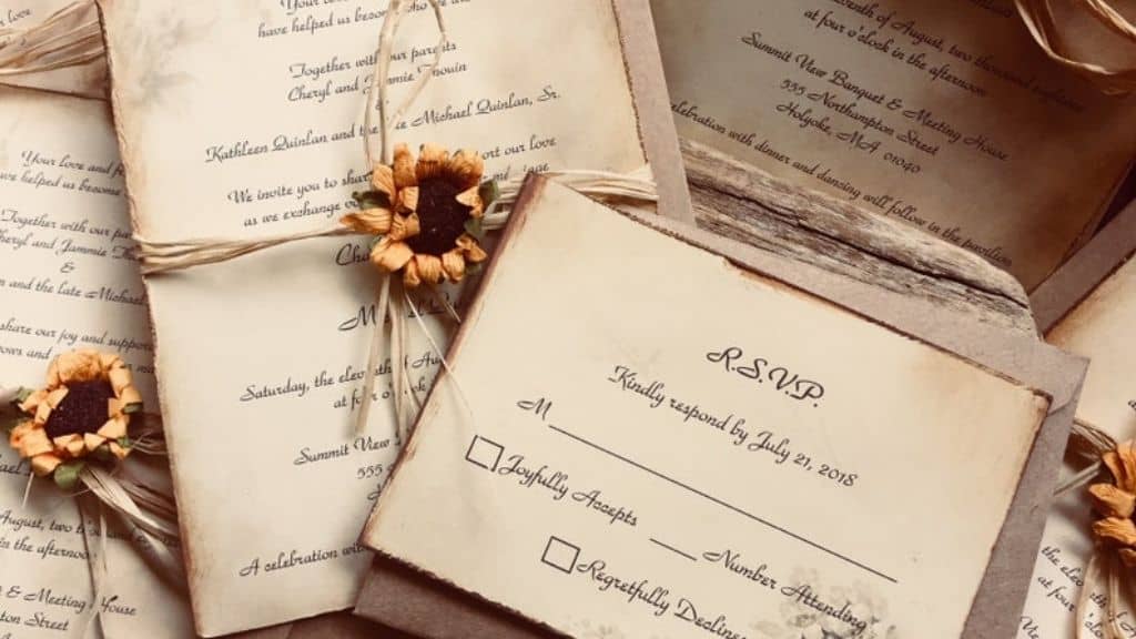 Rustic Wedding Invitation with Sunflower