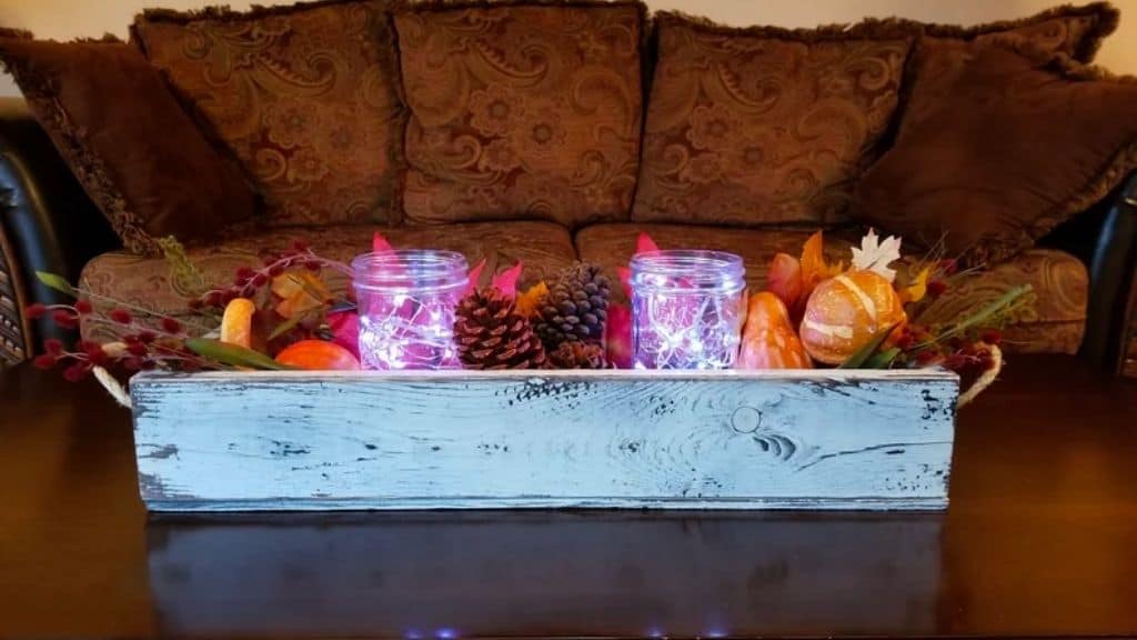 White Rustic Centerpiece Box with Jute Handles