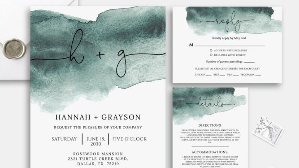 Sage Green Wedding Invitation Set