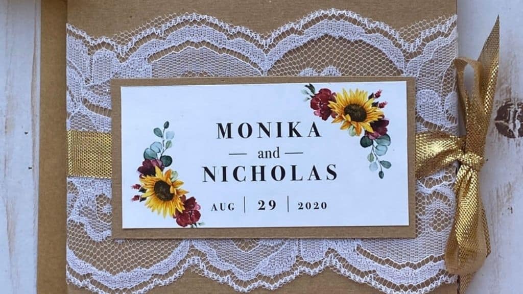 Rustic Sunflower & Lace Wedding Invitation