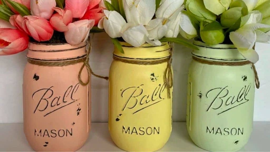 Mason Jar Silk Tulip Vase Set