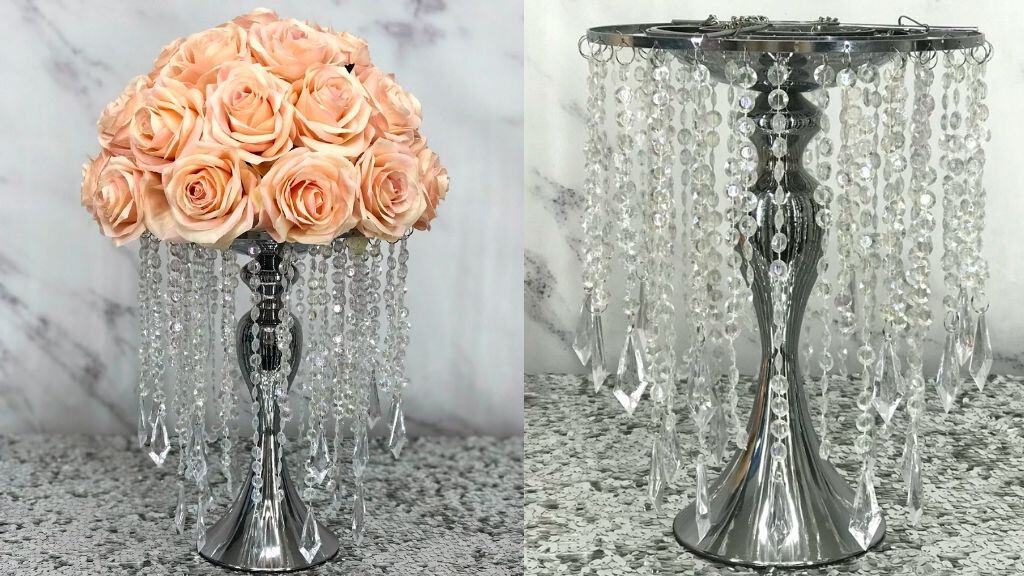 Silver Chandelier Centerpiece Stand