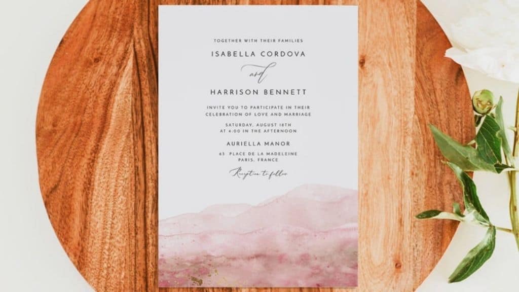 Blush Watercolor DIY Wedding Invitation