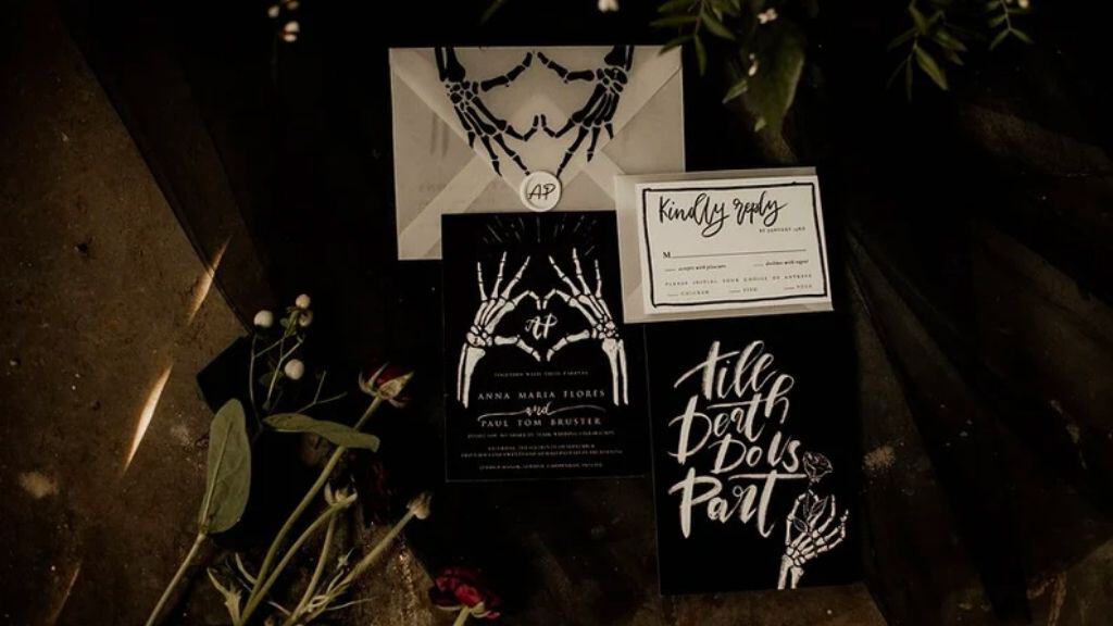 Custom Black Halloween Wedding Invitations