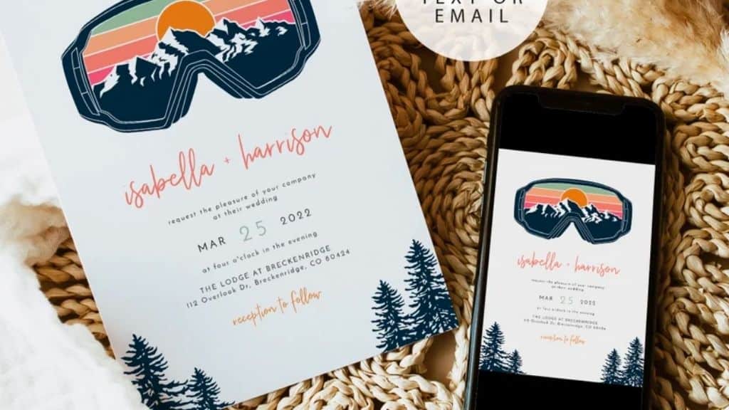Ski Wedding Invitation Template