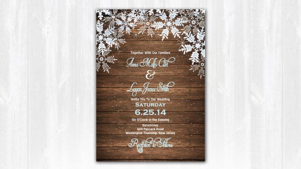 Wooden Snowflake Winter Wedding Invitation