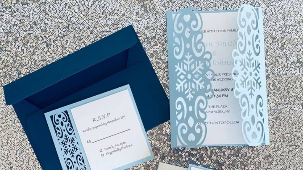 Snowflake in Frame Winter Wedding Invitation