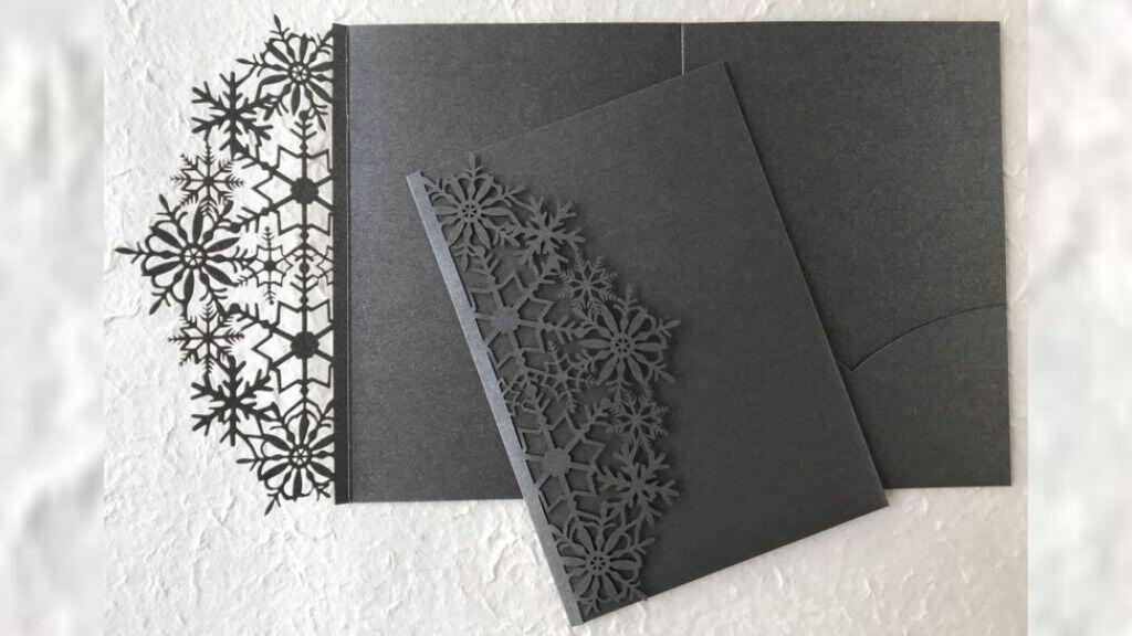 Snowflakes Laser-Cut Wedding Pocketfold