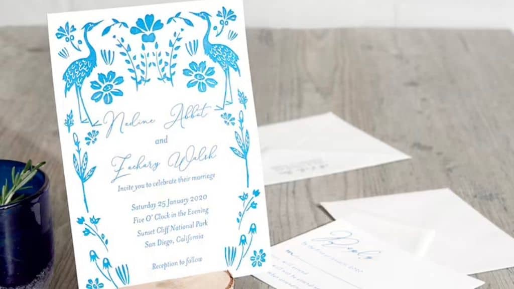 Letterpress Invitations in Shades of Blue