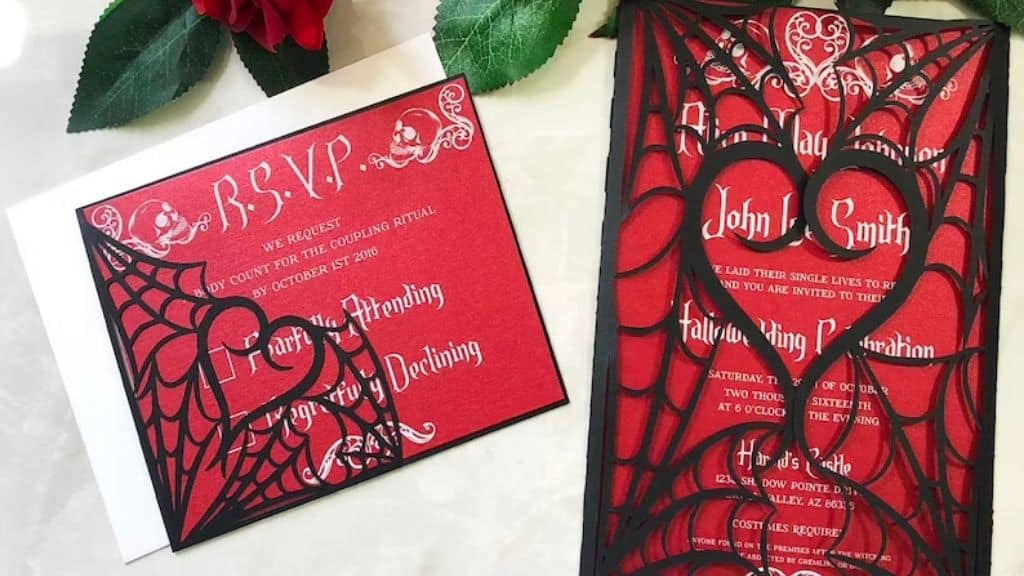 Gothic Spiderweb Halloween Wedding Invitation