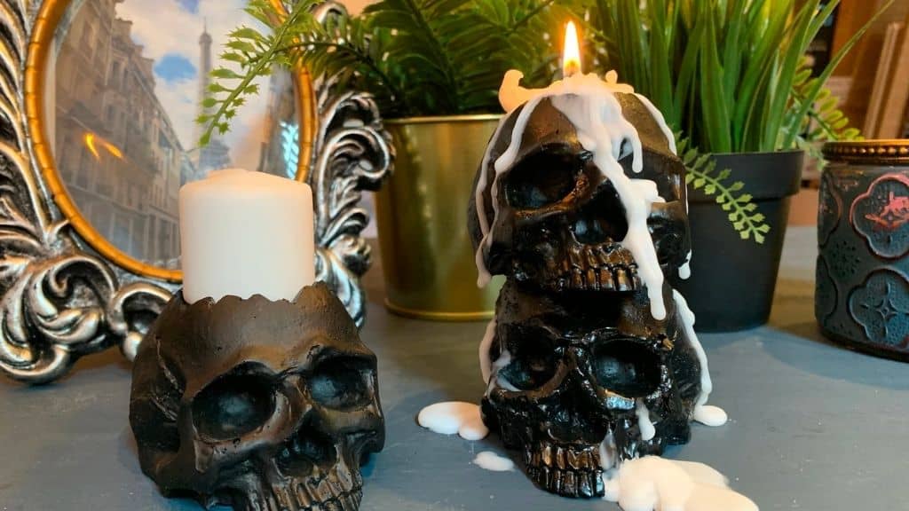 Concrete Skull Candle Holders