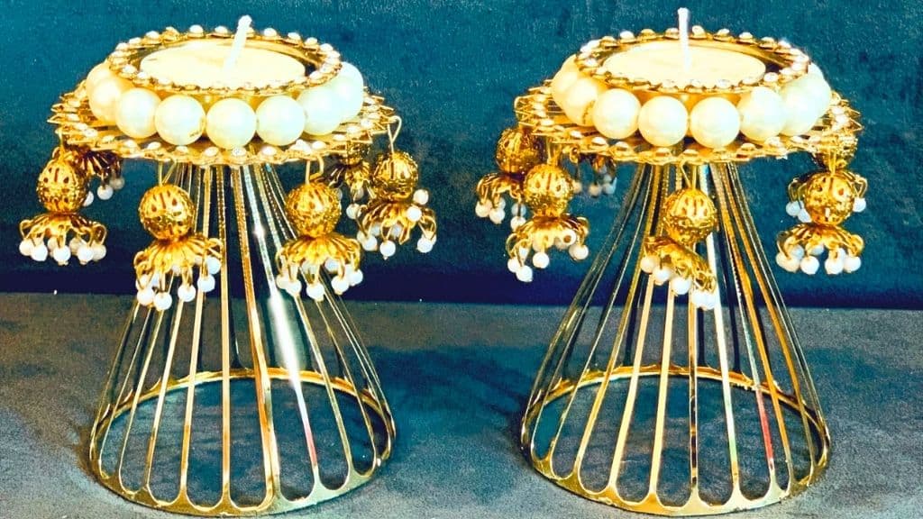 Gold Metal Cubist Tealight Candle Holder