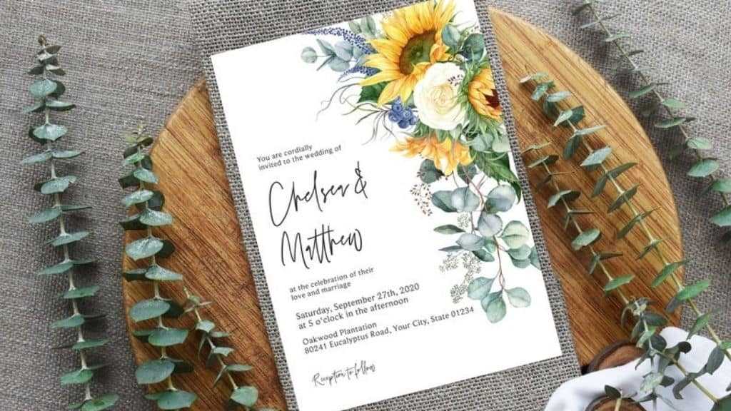 Rustic Barn Sunflower Wedding Invitation