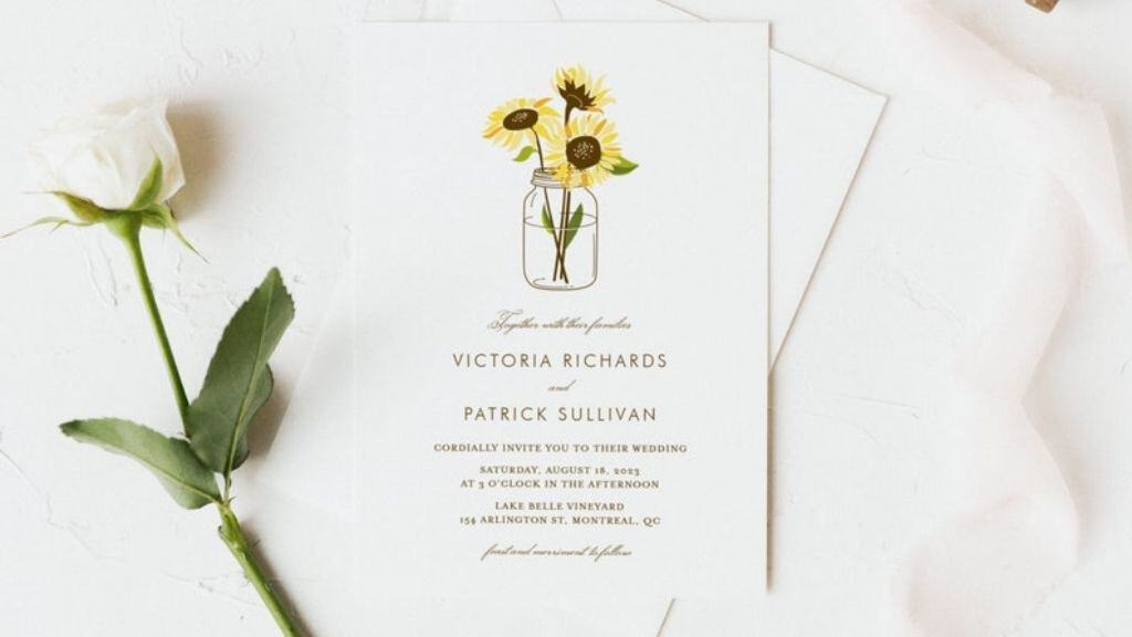 Sunflowers Mason Jar Wedding Invitation