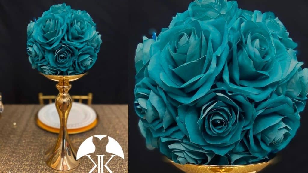 Teal Rose Kissing Ball